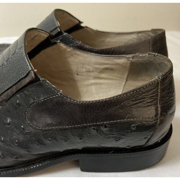 Stacy Adams Reptile Embossed Black Leather Square Toe Slip ON Shoe 10.5M Comfort - Picture 3 of 8